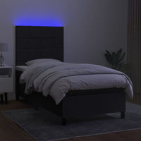 Thumbnail for Boxspringbett mit Matratze & LED Schwarz 90x190 cm Stoff