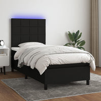 Thumbnail for Boxspringbett mit Matratze & LED Schwarz 90x190 cm Stoff