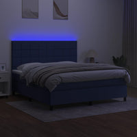 Thumbnail for Boxspringbett mit Matratze & LED Blau 180x200 cm Stoff