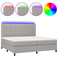 Thumbnail for Boxspringbett mit Matratze & LED Hellgrau 200x200 cm Stoff