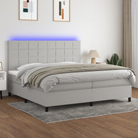 Thumbnail for Boxspringbett mit Matratze & LED Hellgrau 200x200 cm Stoff