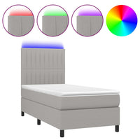 Thumbnail for Boxspringbett mit Matratze & LED Hellgrau 90x200 cm Stoff