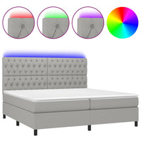 Thumbnail for Boxspringbett mit Matratze & LED Hellgrau 200x200 cm Stoff