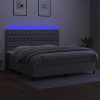 Thumbnail for Boxspringbett mit Matratze & LED Hellgrau 200x200 cm Stoff