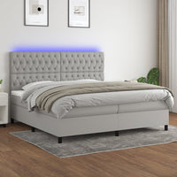 Thumbnail for Boxspringbett mit Matratze & LED Hellgrau 200x200 cm Stoff