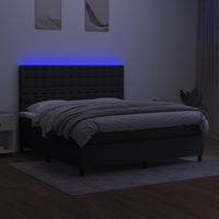 Thumbnail for Boxspringbett mit Matratze & LED Schwarz 180x200 cm Stoff