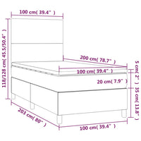 Thumbnail for Boxspringbett mit Matratze & LED Blau 100x200 cm Stoff