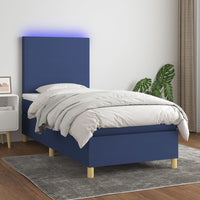 Thumbnail for Boxspringbett mit Matratze & LED Blau 100x200 cm Stoff