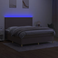 Thumbnail for Boxspringbett mit Matratze & LED Taupe 160x200 cm Stoff