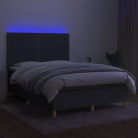 Thumbnail for Boxspringbett mit Matratze & LED Dunkelgrau 140x190 cm Stoff