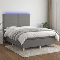 Thumbnail for Boxspringbett mit Matratze & LED Dunkelgrau 140x190 cm Stoff