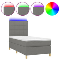 Thumbnail for Boxspringbett mit Matratze & LED Dunkelgrau 80x200 cm Stoff