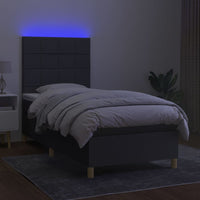 Thumbnail for Boxspringbett mit Matratze & LED Dunkelgrau 80x200 cm Stoff