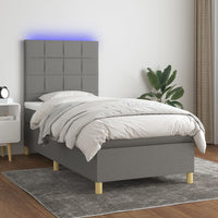 Thumbnail for Boxspringbett mit Matratze & LED Dunkelgrau 80x200 cm Stoff
