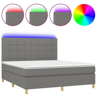 Thumbnail for Boxspringbett mit Matratze & LED Dunkelgrau 160x200 cm Stoff