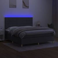 Thumbnail for Boxspringbett mit Matratze & LED Dunkelgrau 160x200 cm Stoff