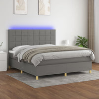 Thumbnail for Boxspringbett mit Matratze & LED Dunkelgrau 160x200 cm Stoff