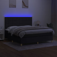 Thumbnail for Boxspringbett mit Matratze & LED Schwarz 160x200 cm Stoff