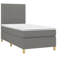 Thumbnail for Boxspringbett mit Matratze & LED Dunkelgrau 90x200 cm Stoff