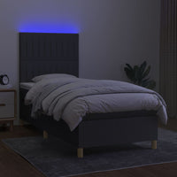 Thumbnail for Boxspringbett mit Matratze & LED Dunkelgrau 90x200 cm Stoff