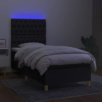 Thumbnail for Boxspringbett mit Matratze & LED Schwarz 90x200 cm Stoff