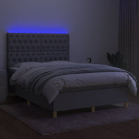 Thumbnail for Boxspringbett mit Matratze & LED Hellgrau 140x190 cm Stoff