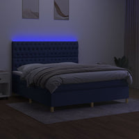 Thumbnail for Boxspringbett mit Matratze & LED Blau 160x200 cm Stoff