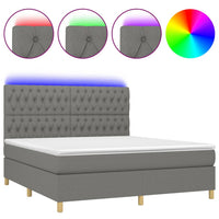 Thumbnail for Boxspringbett mit Matratze & LED Dunkelgrau 180x200 cm Stoff