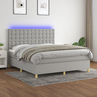 Thumbnail for Boxspringbett mit Matratze & LED Hellgrau 180x200 cm Stoff