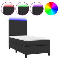 Thumbnail for Boxspringbett mit Matratze & LED Schwarz 90x200 cm Kunstleder