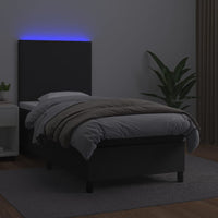 Thumbnail for Boxspringbett mit Matratze & LED Schwarz 90x200 cm Kunstleder