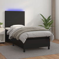 Thumbnail for Boxspringbett mit Matratze & LED Schwarz 90x200 cm Kunstleder