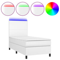 Thumbnail for Boxspringbett mit Matratze & LED Weiß 90x200 cm Kunstleder