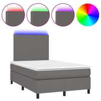 Thumbnail for Boxspringbett mit Matratze & LED Grau 120x200 cm Kunstleder