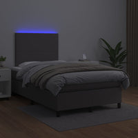Thumbnail for Boxspringbett mit Matratze & LED Grau 120x200 cm Kunstleder