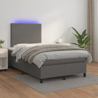 Thumbnail for Boxspringbett mit Matratze & LED Grau 120x200 cm Kunstleder
