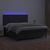 Thumbnail for Boxspringbett mit Matratze & LED Schwarz 160x200 cm Kunstleder