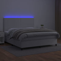 Thumbnail for Boxspringbett mit Matratze & LED Weiß 160x200 cm Kunstleder