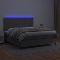 Thumbnail for Boxspringbett mit Matratze & LED Grau 180x200 cm Kunstleder
