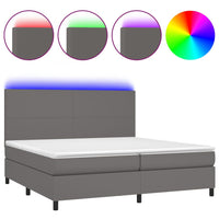 Thumbnail for Boxspringbett mit Matratze & LED Grau 200x200 cm Kunstleder