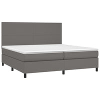Thumbnail for Boxspringbett mit Matratze & LED Grau 200x200 cm Kunstleder