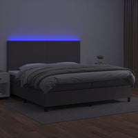 Thumbnail for Boxspringbett mit Matratze & LED Grau 200x200 cm Kunstleder