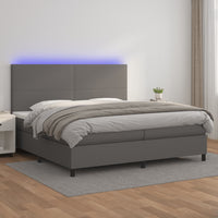 Thumbnail for Boxspringbett mit Matratze & LED Grau 200x200 cm Kunstleder