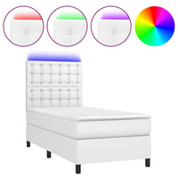 Thumbnail for Boxspringbett mit Matratze & LED Weiß 90x190 cm Kunstleder