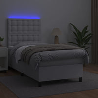 Thumbnail for Boxspringbett mit Matratze & LED Weiß 90x190 cm Kunstleder