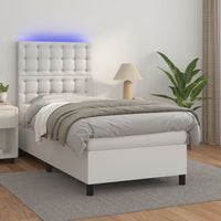 Thumbnail for Boxspringbett mit Matratze & LED Weiß 90x190 cm Kunstleder