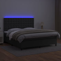 Thumbnail for Boxspringbett mit Matratze & LED Schwarz 160x200 cm Kunstleder