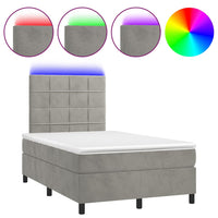 Thumbnail for Boxspringbett mit Matratze & LED Hellgrau 120x200 cm Samt
