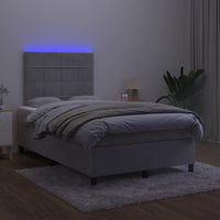 Thumbnail for Boxspringbett mit Matratze & LED Hellgrau 120x200 cm Samt