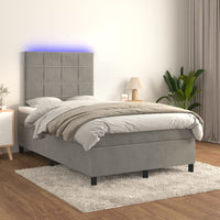 Thumbnail for Boxspringbett mit Matratze & LED Hellgrau 120x200 cm Samt